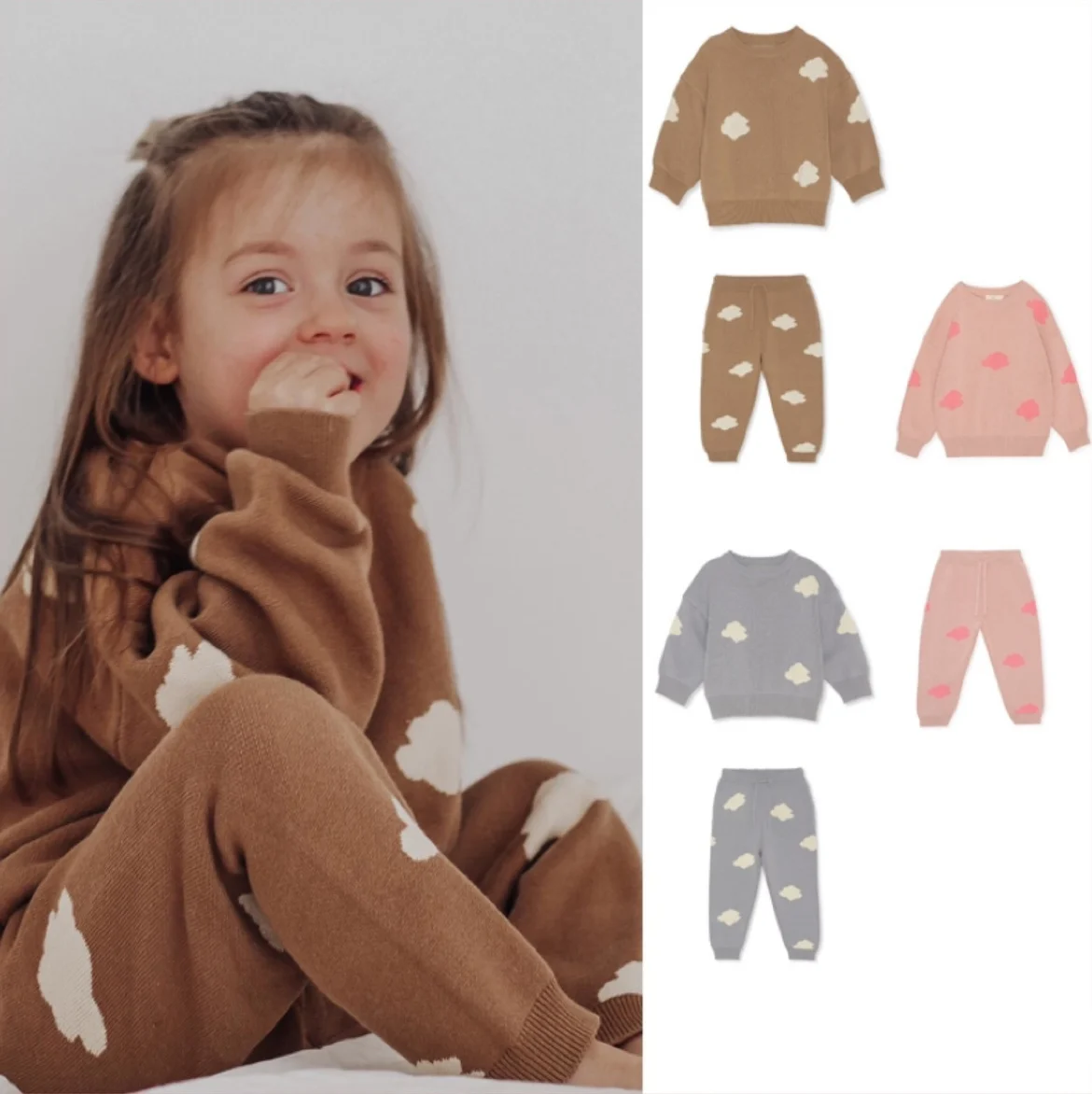 

Jenny&Dave Hot spot 23 autumn and winter children's knitting sweater sweater sweater suit boys and girls cloud knitting suit gir