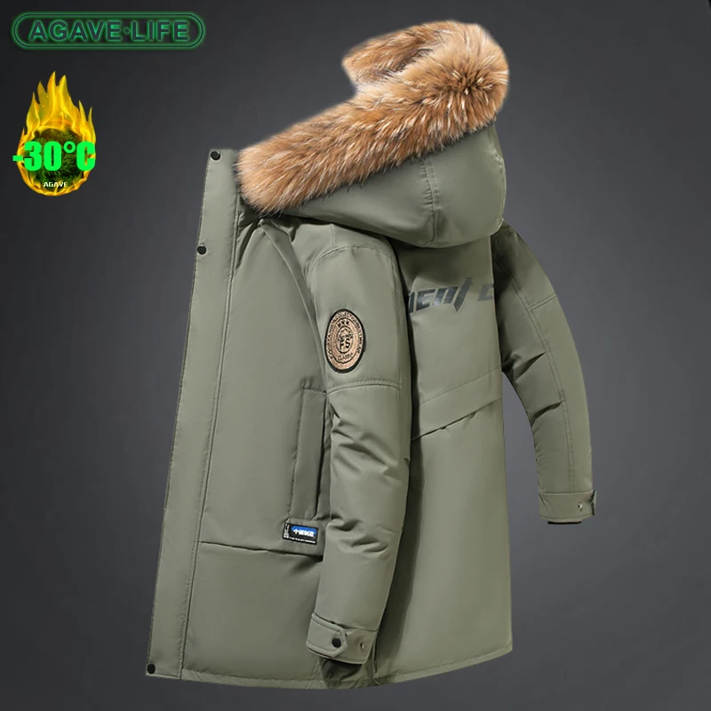 

Мужской пуховик с капюшоном и воротником из лисьего меха, на зиму