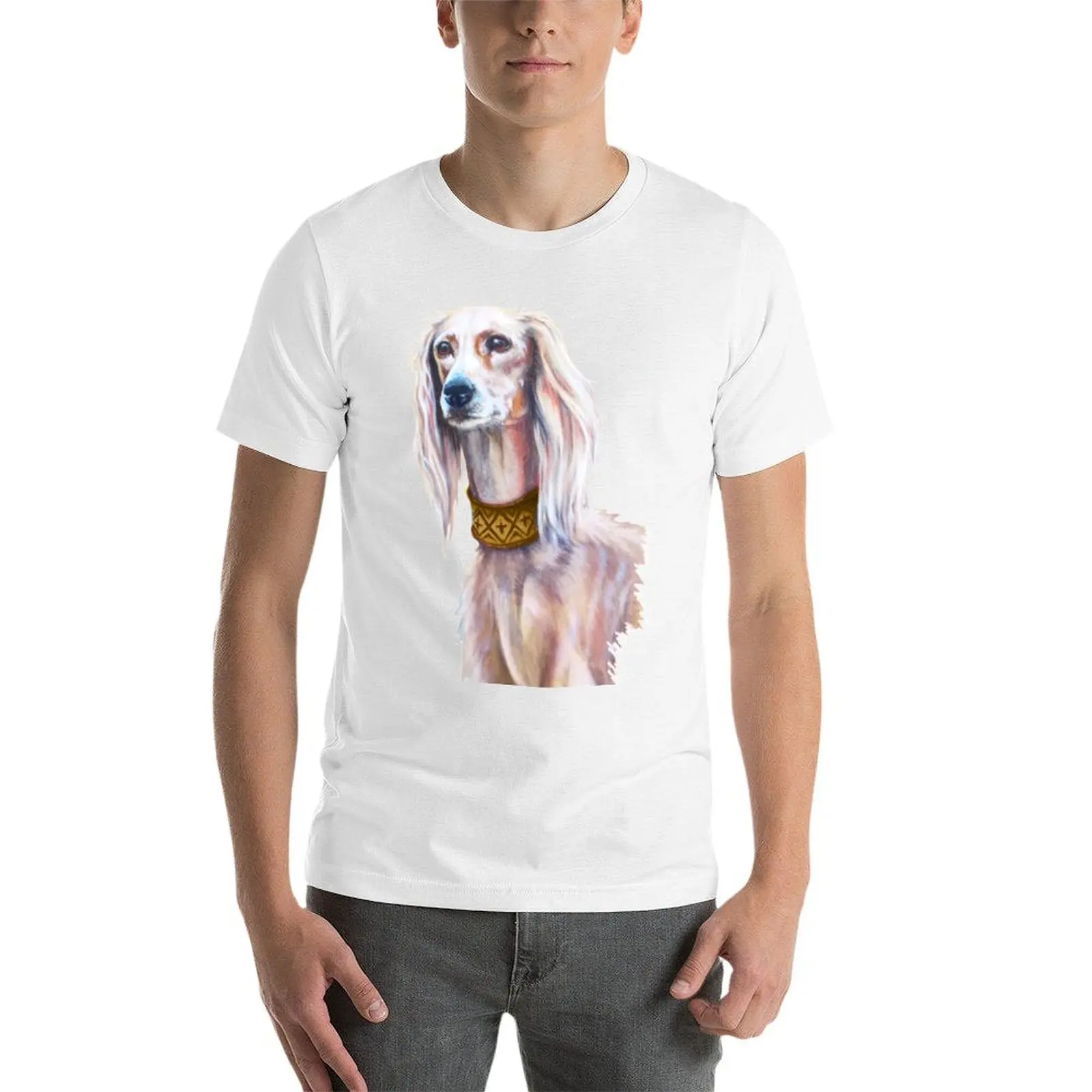 Мужская футболка Saluki Painting хлопок