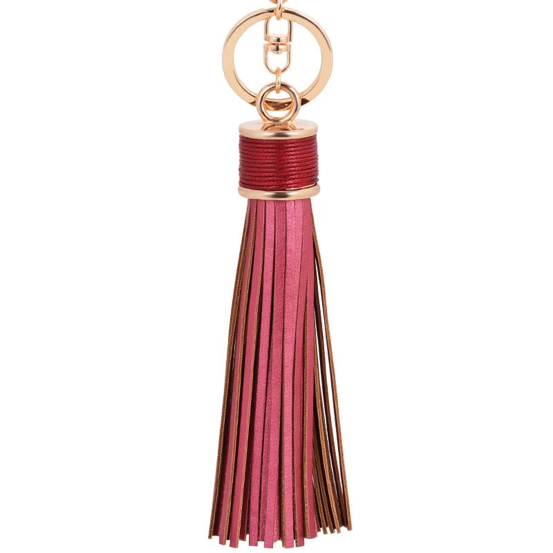 

Fashion Korean Style Simple Leather Tassel Zinc Alloy Key Chain Car And Bag Pendant Small Gift For Unisex keychains Jewelry Gift