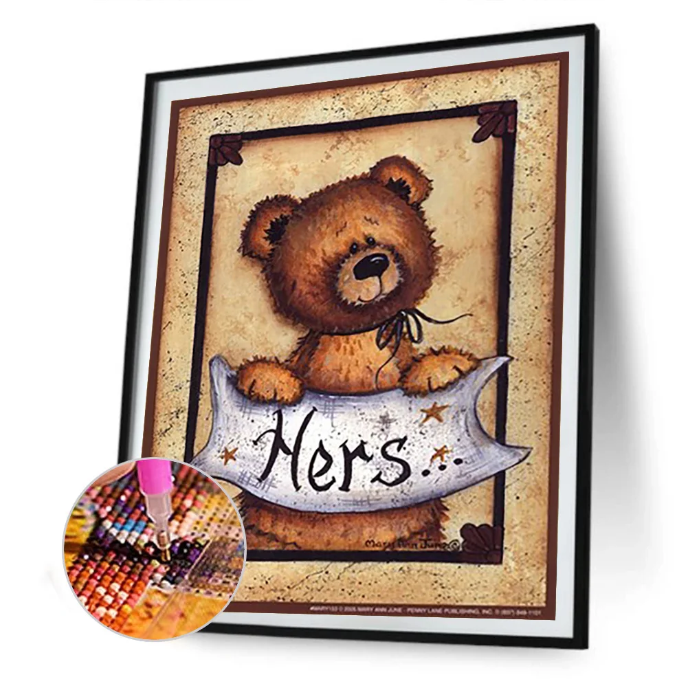 Круглая Алмазная мозаика детский набор с мультяшным медведем простое творчество