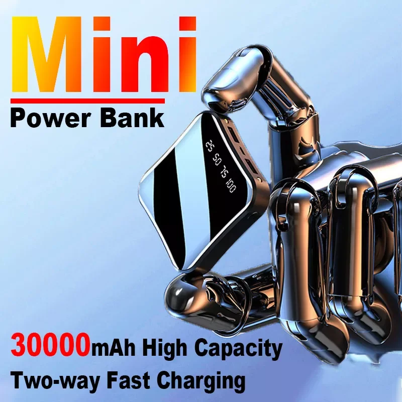 

30000mAh Portable Mini Power Bank Two-way Fast Charging External Battery Digital Display Pocket Phone Charger For iPhone