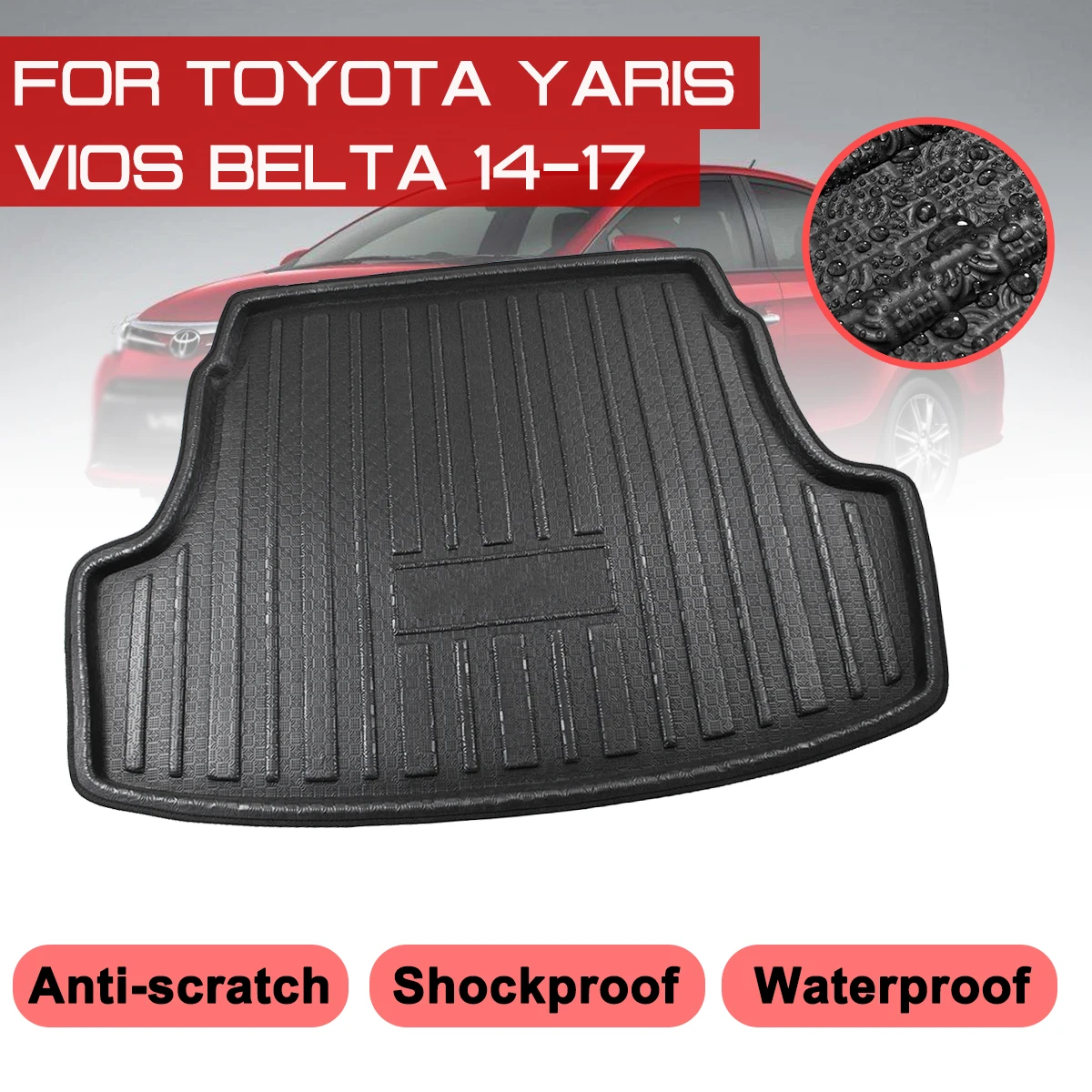 

Carpet Car Floor Mat For Toyota Yaris Vios Belta 2014 2015 2016 2017 Rear Trunk Anti-mud Cover