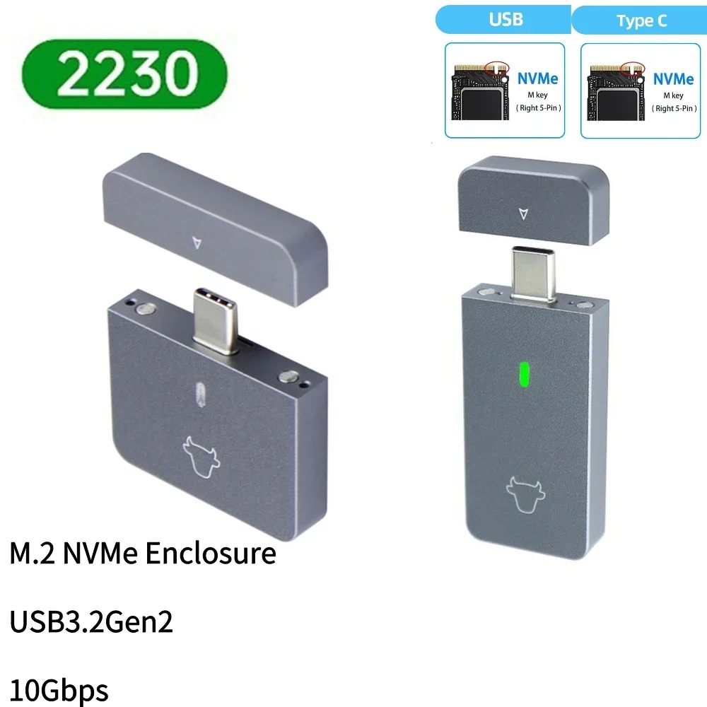 Жёсткий диск M.2 NVMe 2230 SSD USB3.2 Gen2 корпус из алюминиевого сплава