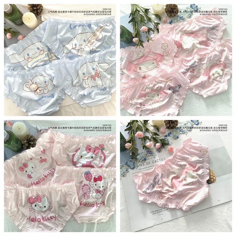 

Charms Kuromi Underwear Cartoon Milk Silk Printed model toy My Melody Kawaii Cute Comfortable Breathable Low-waisted Panties