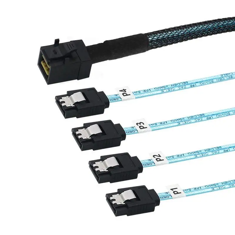 

Блок питания для жесткого диска, разветвитель кабеля, разъем для жесткого диска Mini SAS HD SFF-8643 To 4 sata 3.0 7pin 12 Гбит/с 50 см, медный кабель