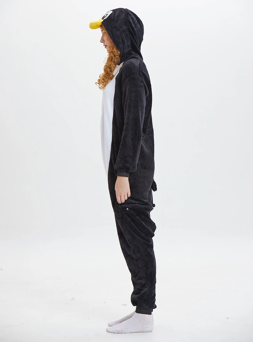 Unisex Winter Warm One-Piece Cartoon Animal Pajamas With A Yellow Mouth Polyester Slim Fit And Comfort Cute Sleepwear Cosplay