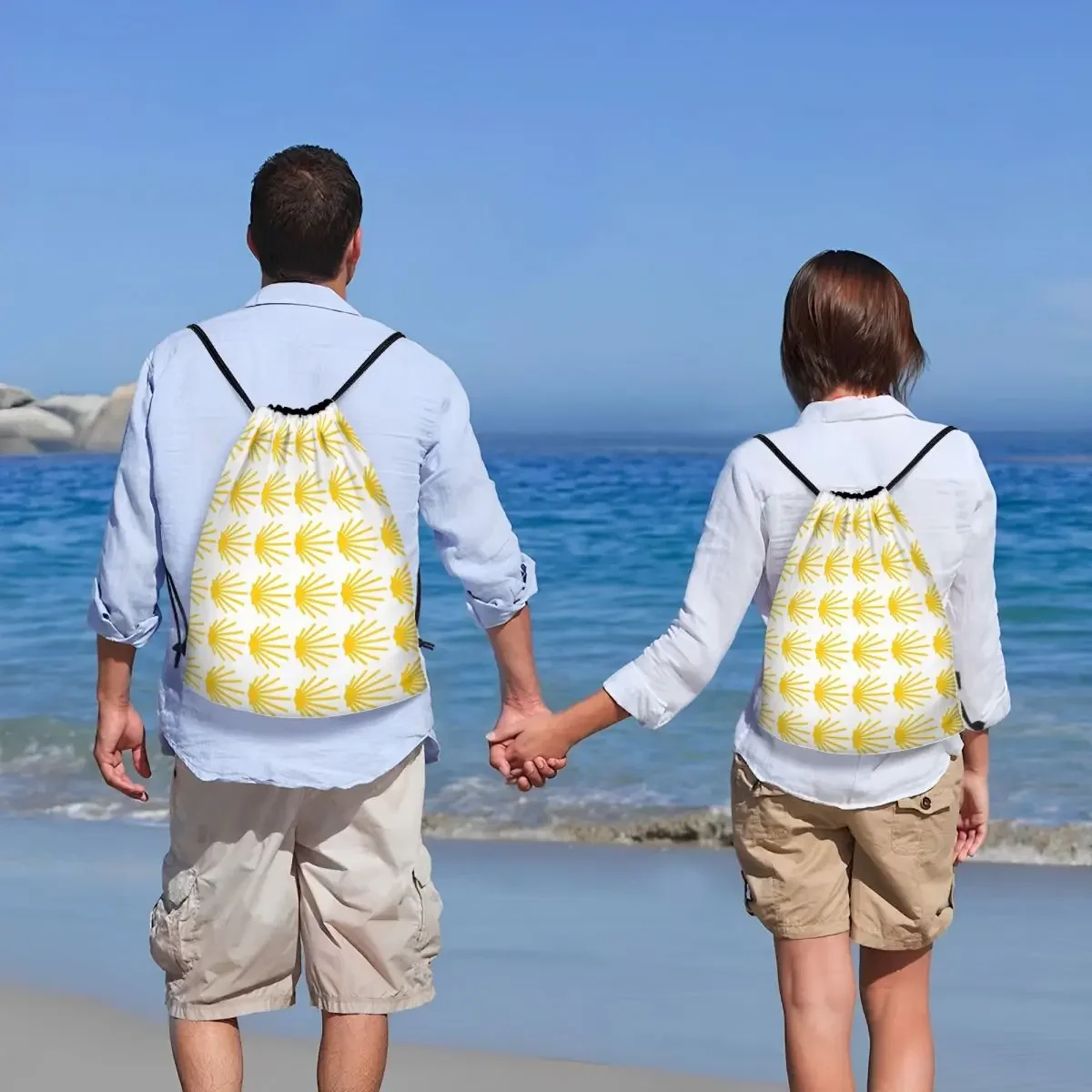 Рюкзак на шнурке для мужчин и женщин спортивный портативный ранец с ракушками