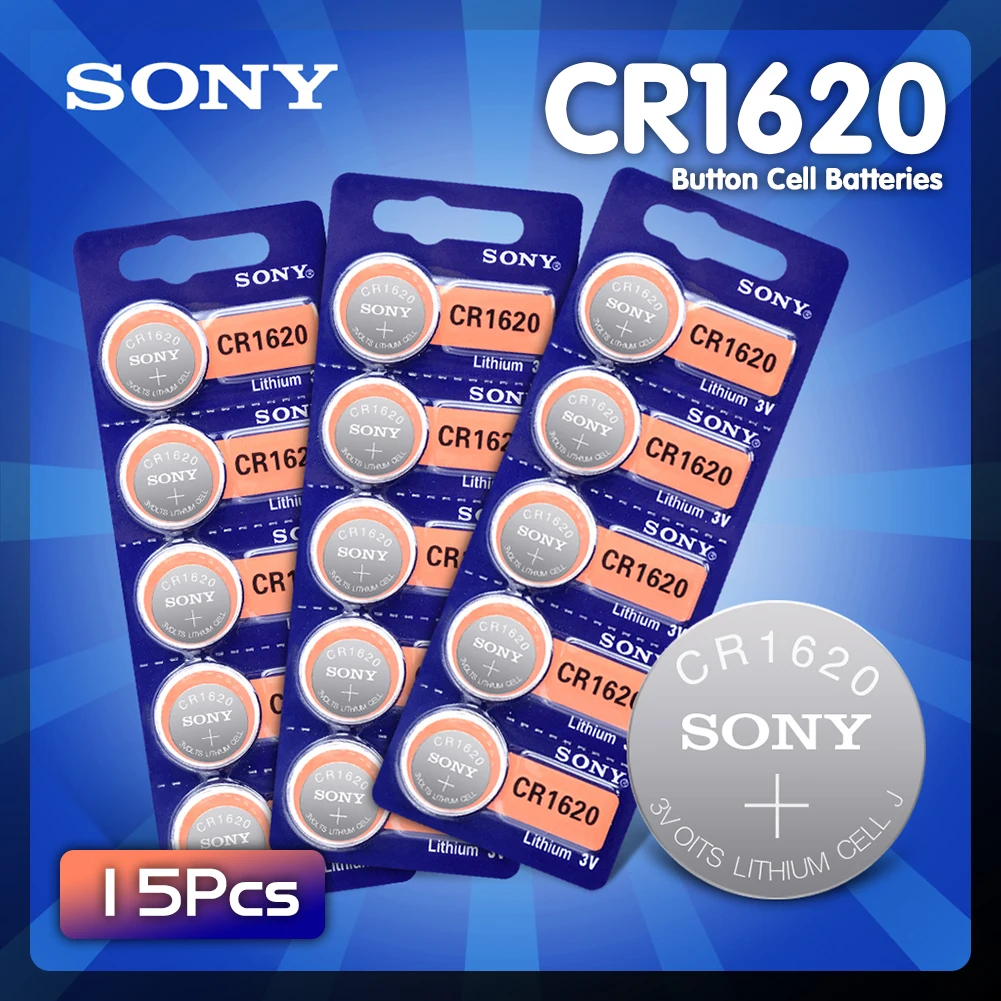 

New 15PCS Sony Lithium Battery CR1620 Button Coin Cell Batteries 3V CR 1620 ECR1620 DL1620 5009LC For Watch Toy Remote