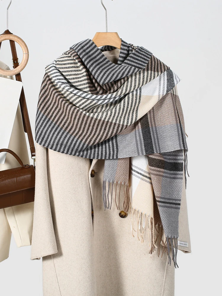 Новинка вязаный Ретро шарф с бахромой головной платок зимний женский и мужской в