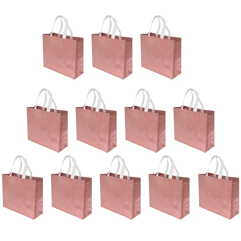 

12 Pcs Gift Bags Christmas Shopping Tote Bag Present Bags Glossy Reusable Gift Bags For Party Wedding