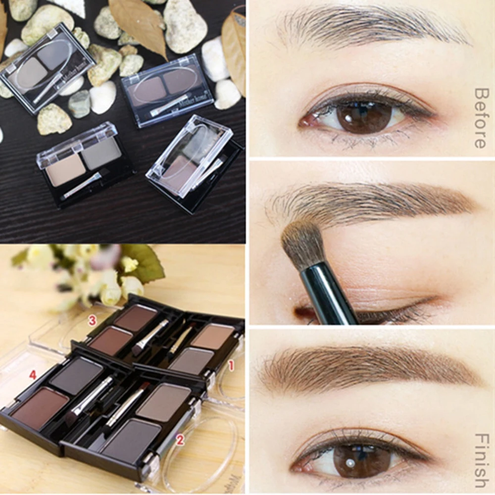 

Waterproof Eyeshadow Cake Makeup 2 Color Eyeshadow Palette Eyebrow Powder Tint Long Lasting Beauty Makeup Eyebrow Cosmetic Tool
