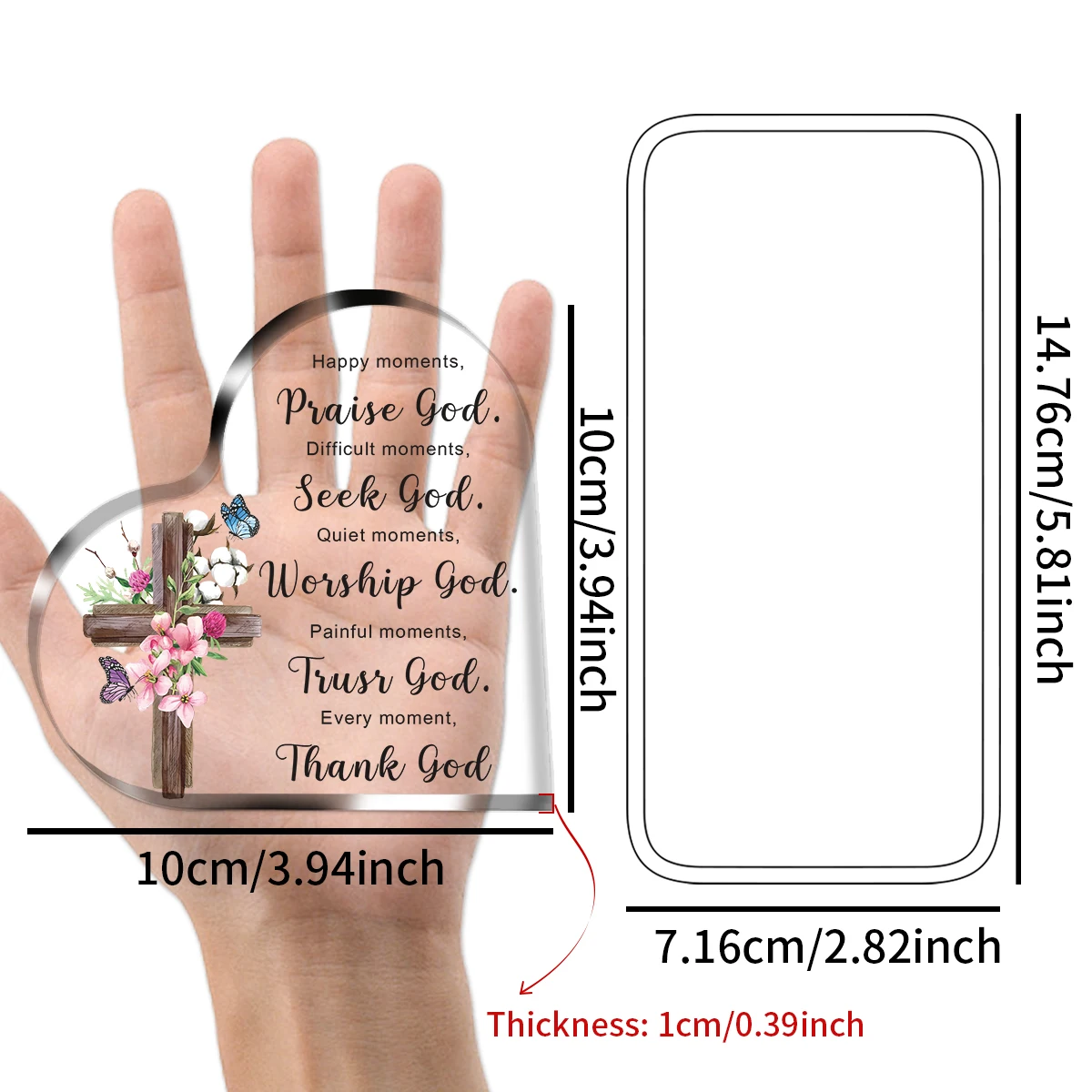 

Акриловая Табличка В Форме Сердца С Вдохновляющим Библейским Стихом, Религиозный Подарок Для Женщин