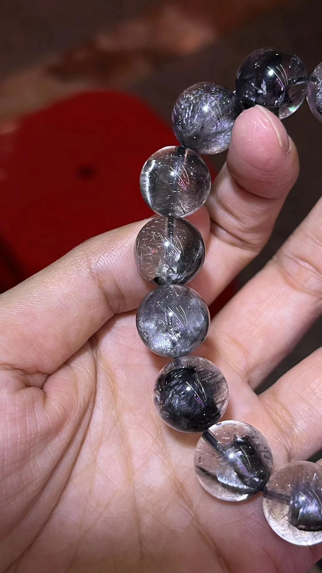 Натуральный черный Платиновый рутилированный кварцевый браслет из брукита 13 8 мм