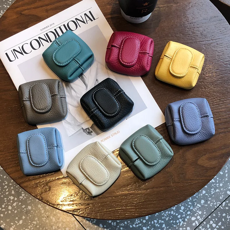 

Coin Genuine Leather Purse High Layer Bag Material Cowhide Purse Portable Quality Women Coin Small First Leather Key Hasp Bag