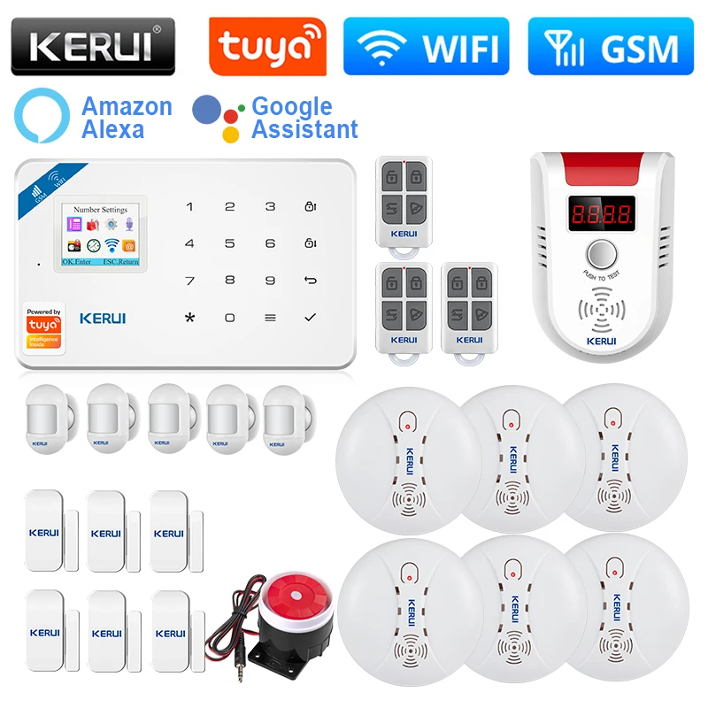 

KERUI W181 Wi-Fi GSM сигнализация Система безопасности дома Смарт жизнь поддержка Alexa датчик движения датчик двери
