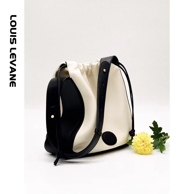 

quality luxury brand Contrast leather bucket early autumn high capacity 2023 new Korean fashion women's bag Single Shoulder Mess