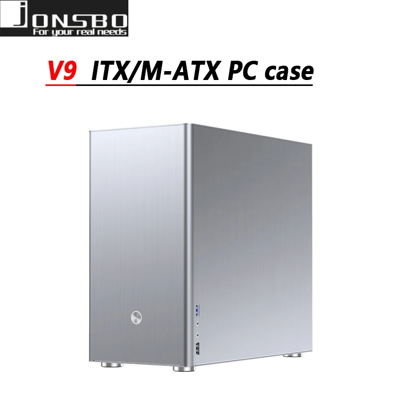 JONSBO V9 Aluminum alloy side transparent ITX/M-ATX PC case SFX power supply Support CPU cooler ≤133 placa de video ≤290