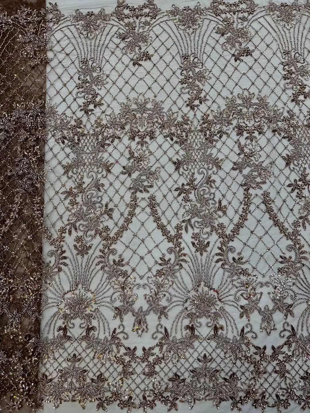 

African Lace Fabric L-2308027 High Quality Beads Sequins French Mesh Tull Lace Fabric For Wedding Party Dress