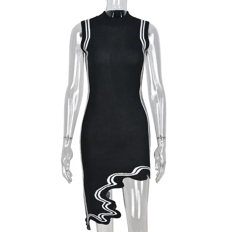 Асимметричные платья для клуба соблазнительное вечернее черно-белое облегающее