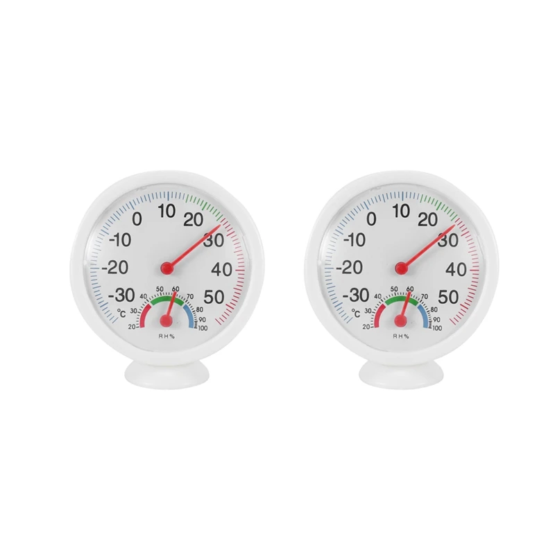 

10X Thermometer Hygrometer Needle Round Dial TESTER Interior Exterior White