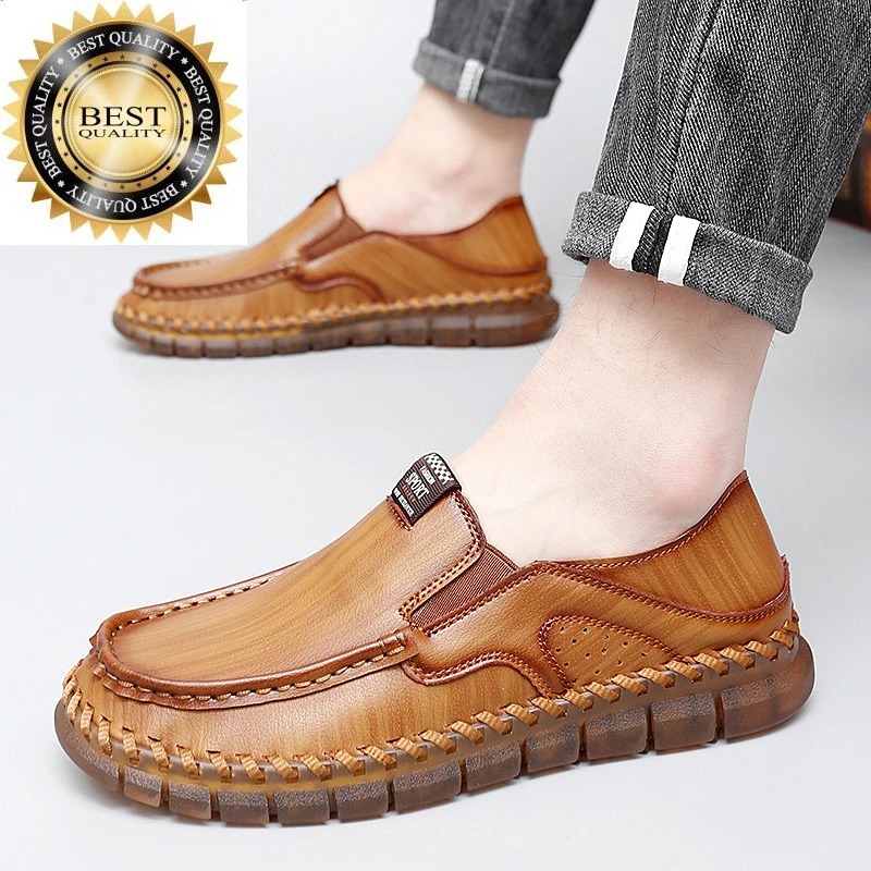 

Men Leather Shoes handmade for sewing Casual Male Soft outdoor Comfortable Loafers Moccasins Driving men