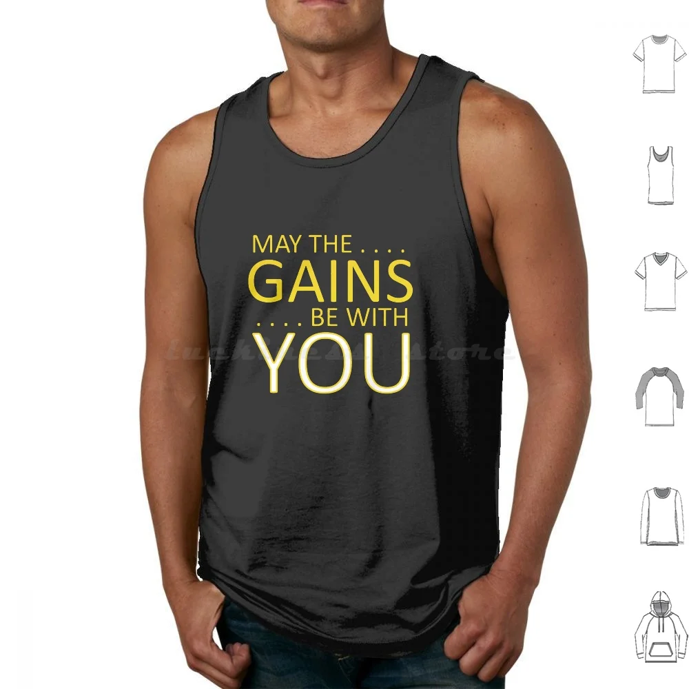 

May The Gains Be With You Tank Tops Print Cotton Stars Wars Star Lifting Lightsaber Christmas Gym Fitness Beast