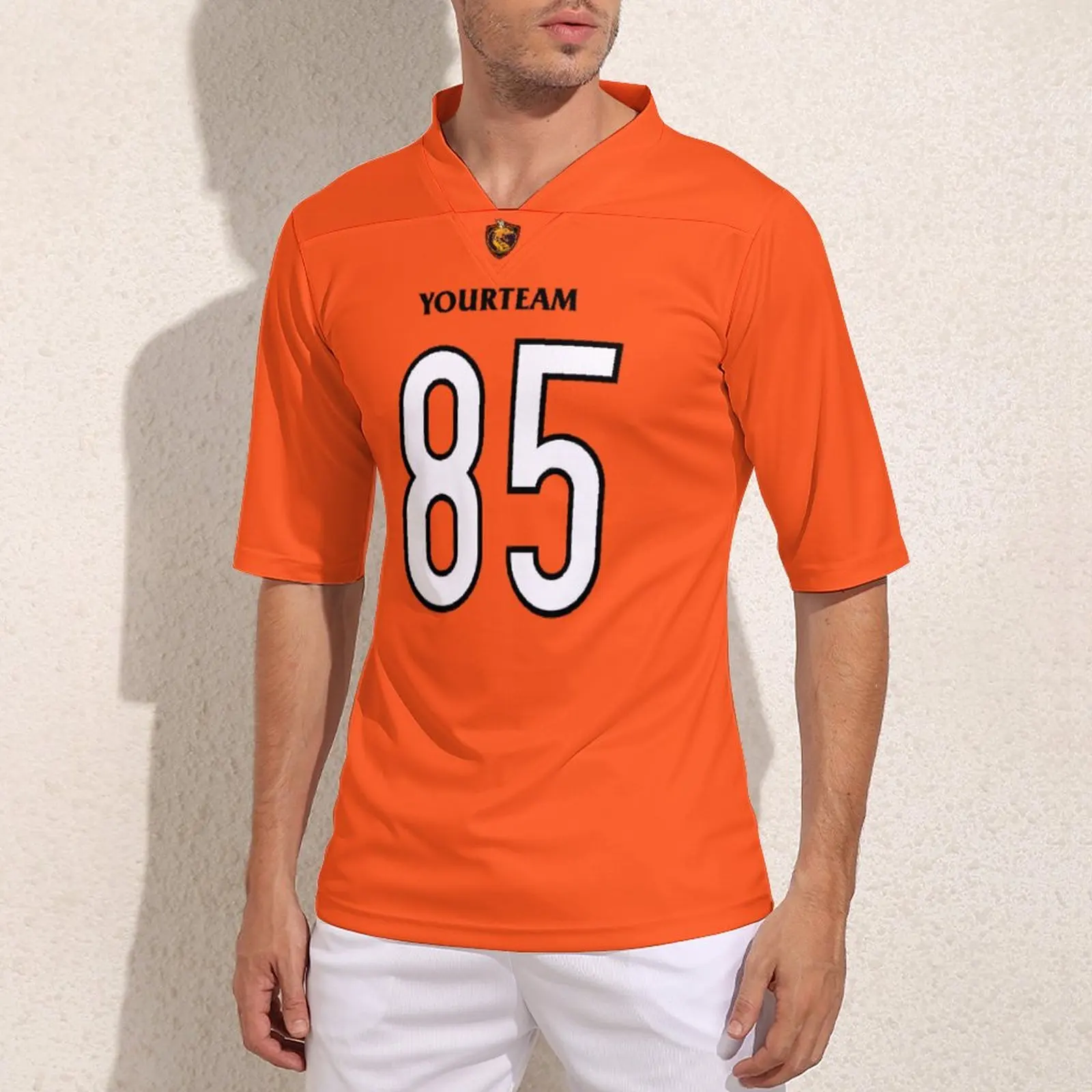 

Custom Cincinnati No 85 Orange Football Jerseys Mans Stylish Rugby Jersey Personalized Sporting Football Shirt
