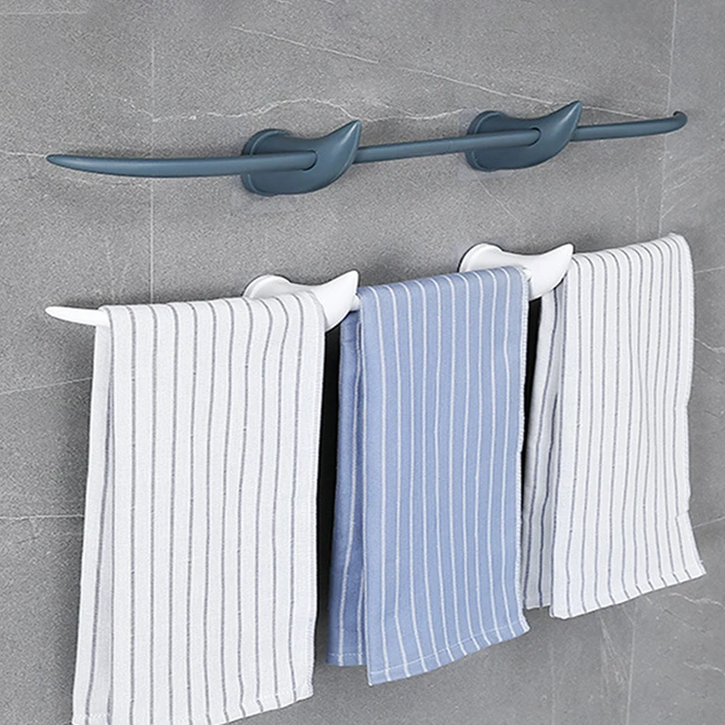 

New Style Free Punching Horn Towel Rail Rack Towel Holder Bathroom Towels Rack Hanger Wall Hanging Towel Bar Storage Shelf