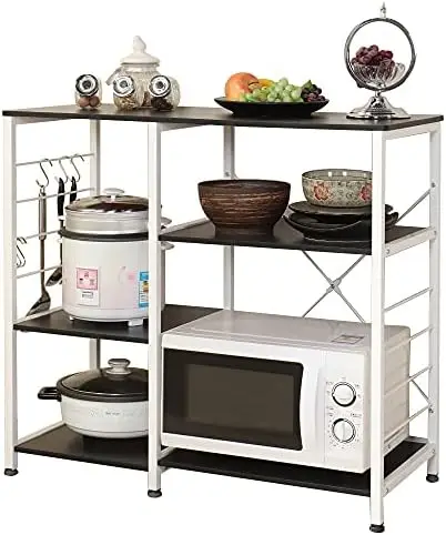 

Kitchen Baker's Utility Microwave Oven Stand Storage Cart Workstation Shelf Coffee Cart, Black 171-BK
