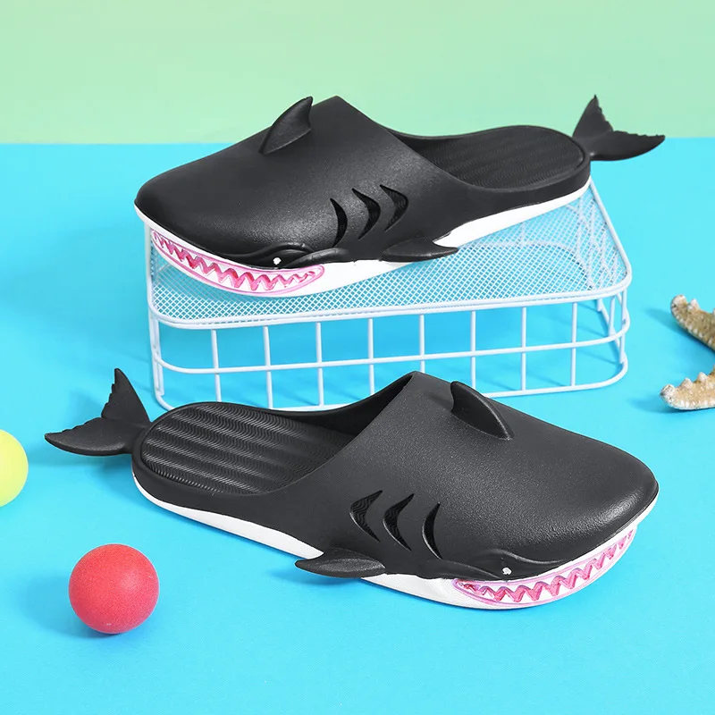 

Shark Slippers Summer Solid Color Home Casual Slipper Shoes Non-slip Shoes Beach Slides Shower Slippers