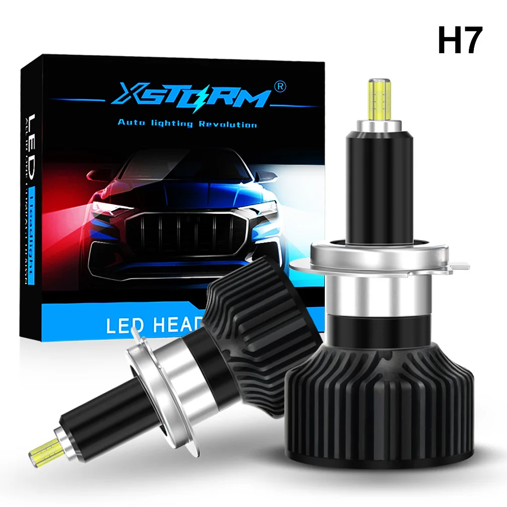 

XSTORM H7 Светодиодная фара 100 Вт 20000 лм H1 H11 9005 9012 Светодиодная лампа 360 ° Автомобильные фары с турбо-светами вентилятора 6000K, 18 шт., чипы