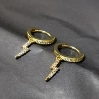 trendy moon lightning hoop earrings for women fashion jewelry gold color copper micro set zircon mini earring girls