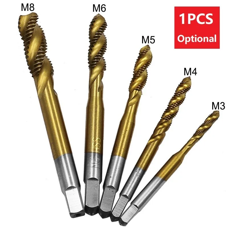 

1Pc HSS Screw Tap Metric Spiral Thread Tap Drills High Speed Steel Hand Tap Threading Tool Tap Drill Bit M3/M4/M5/M6/M8