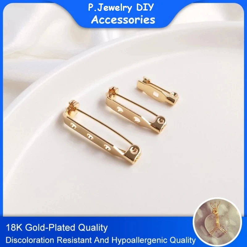 

14K Gold-Plated diy Accessories Safety Rotating Brooch With Hole Pin Brooch Handmade Material Accessories