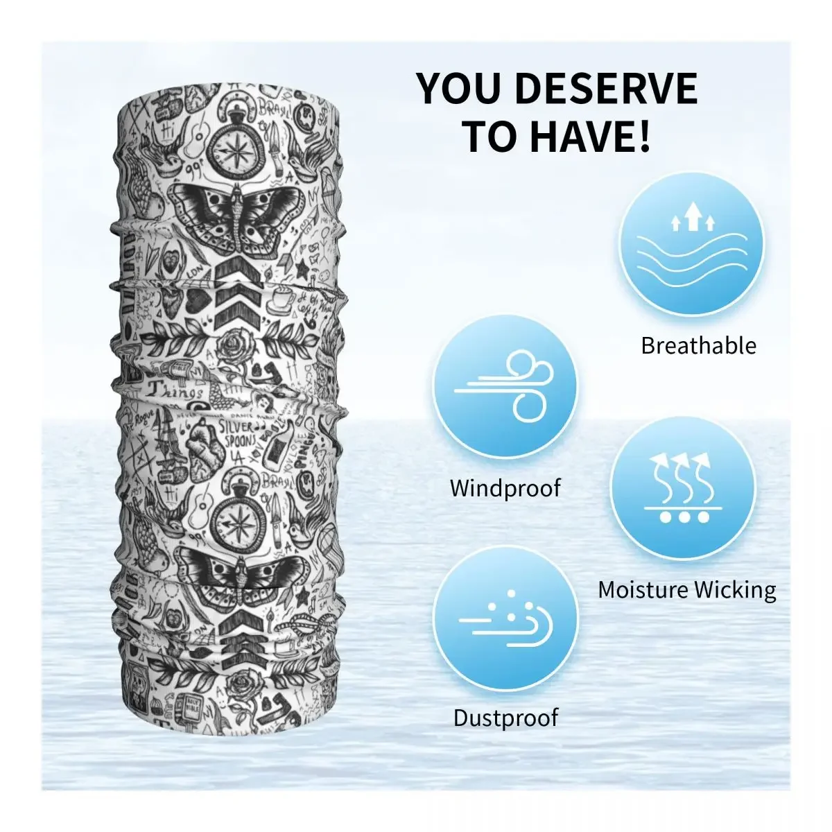 Женская бандана для татуировок с защитой от ветра