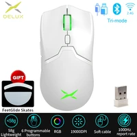 delux m800 pro paw3370 white wireless gaming mouse wired programmable ergonomic mice type c rechargeable for windows mac