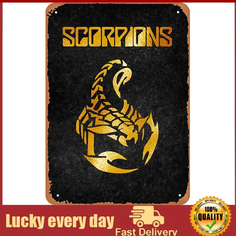 

FLmiling Music Gold Plate Scorpions Plaque Poster Metal Tin Sign Retro Vintage Wall Decor vintage decor wall decor