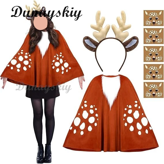 Плащ с изображением лося и оленя рождественский аксессуар карнавальный костюм