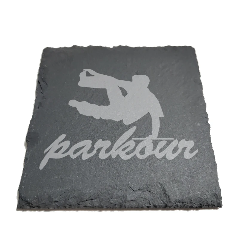 

Parkour runninger Natural Rock Coasters Black Slate for Mug Water Cup Beer Wine Goblet J080