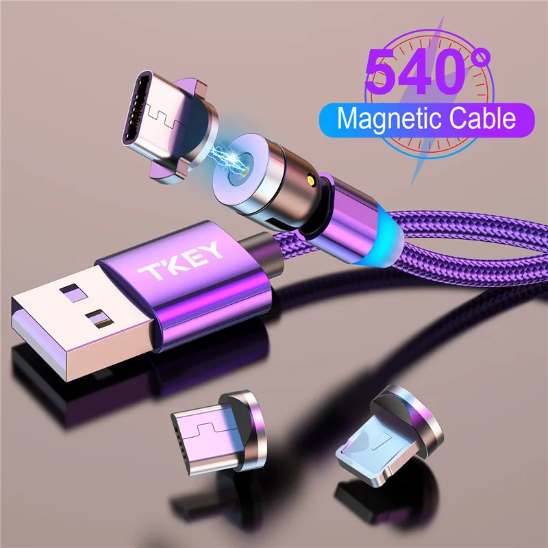 

Tkey 540 Rotate Magnetic Cable Fast Charging For Mobile Phone Magnet Charger Wire Cord Micro USB Type C Cable For iPhone Xiaomi