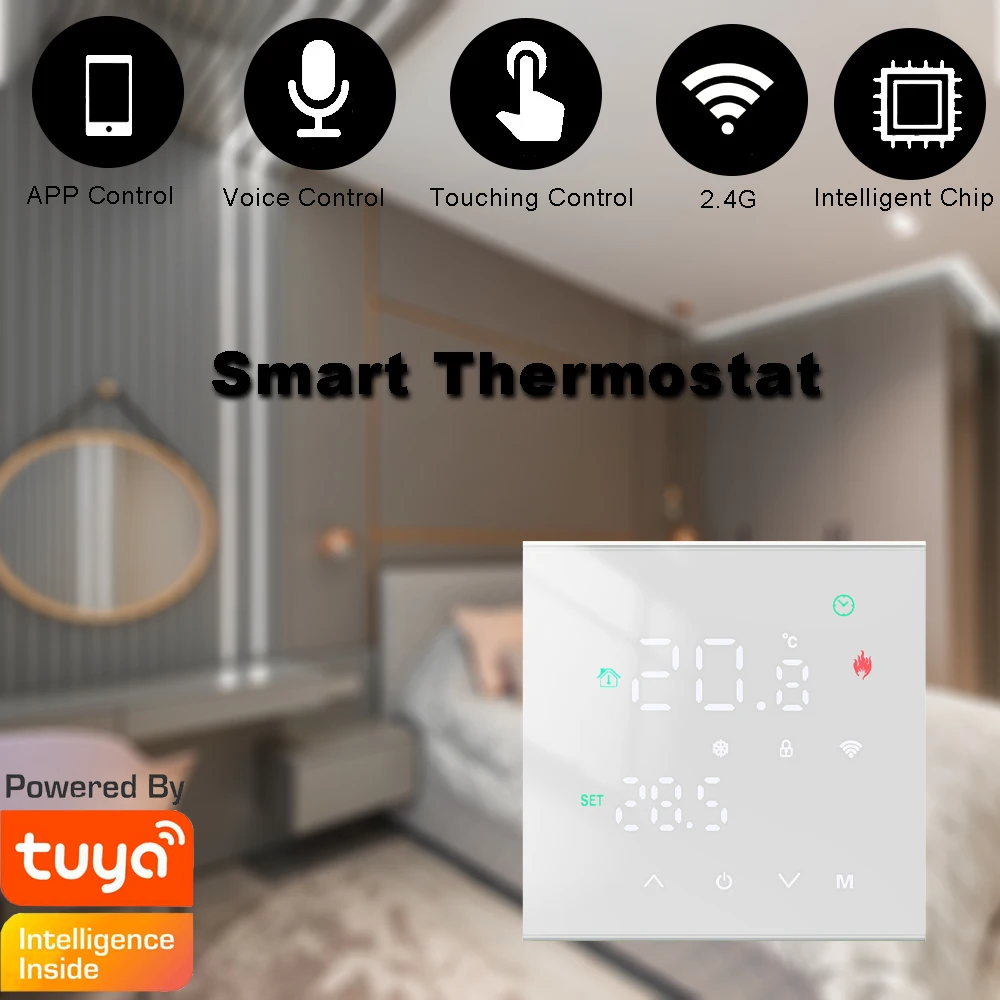 Программируемый термостат Minco Home M3H с сенсорным экраном черный/белый цвет для