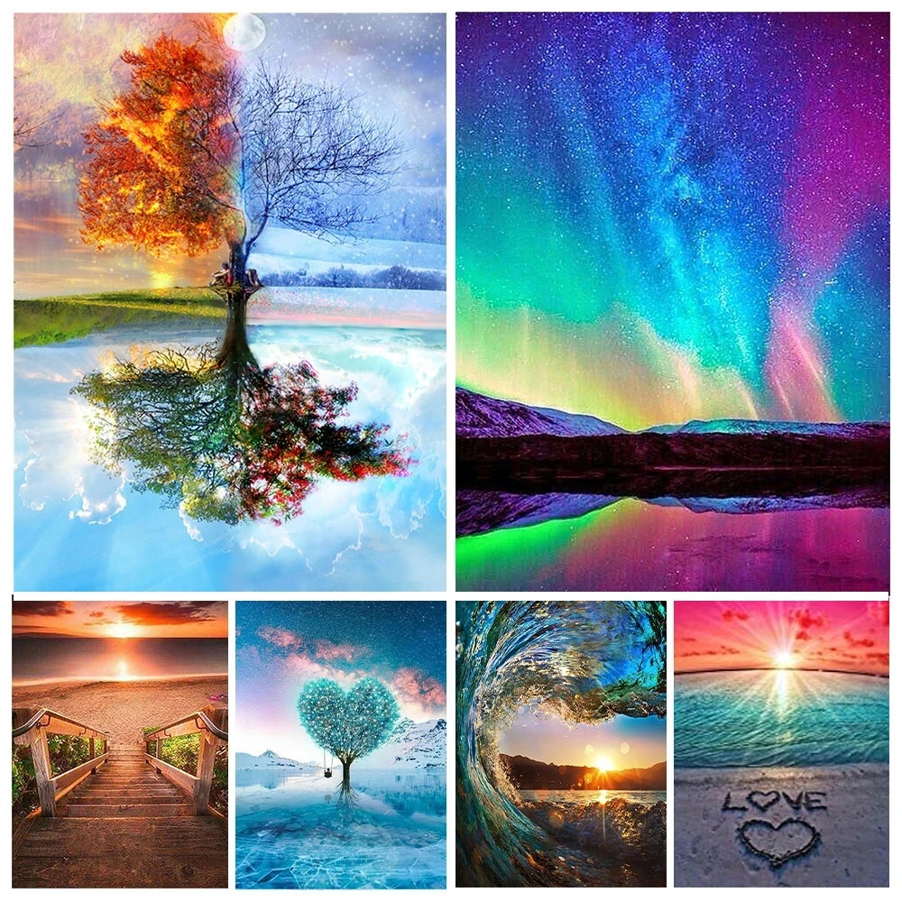 

5D алмазная живопись, Алмазная мозаика, Пляжный Пейзаж, полная круглая Алмазная вышивка, Набор для вышивки крестиком, картина стразы, Настенн...