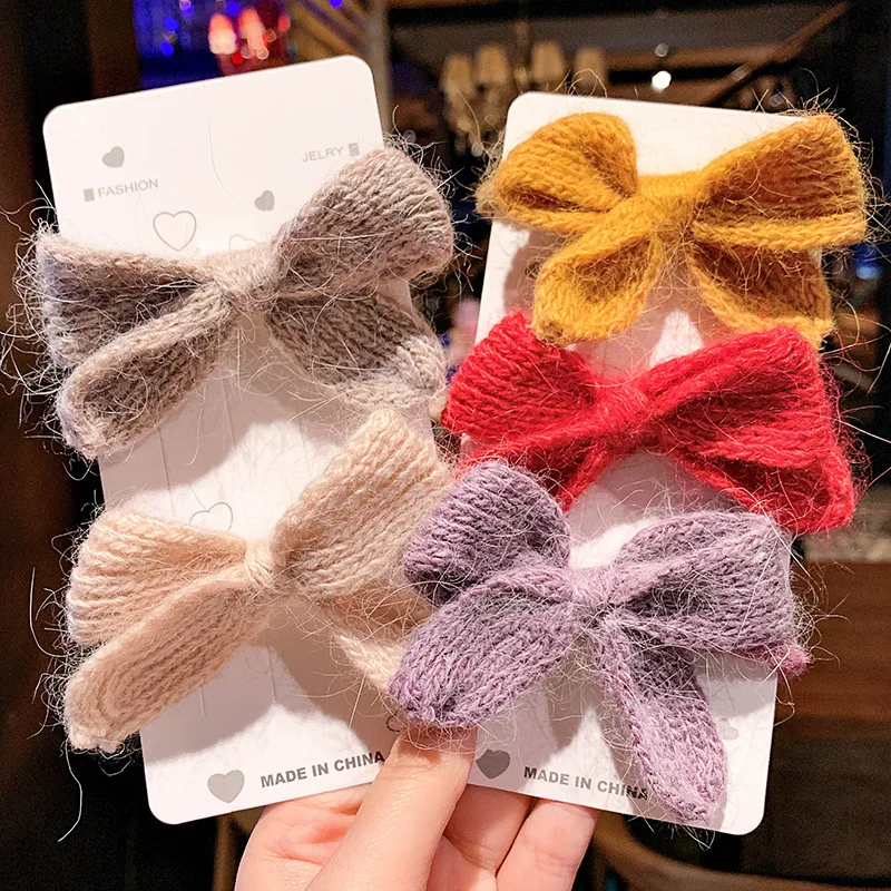 

1PC Wool Knitted Fabric Head Rope Barrette Bow Apron Rough Ponytail Hair Circle Woman Small Fragrant Hair Rope Hair Accessories