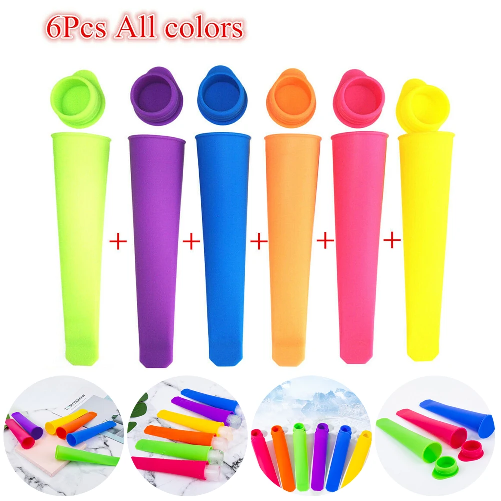 

6pcs/set Silicone Ice Cream Mold Diy Popsicle Makers Summer Ice Cream Yogurt Jelly Ice Pop Mold DIY Kitchen Tools Accessories