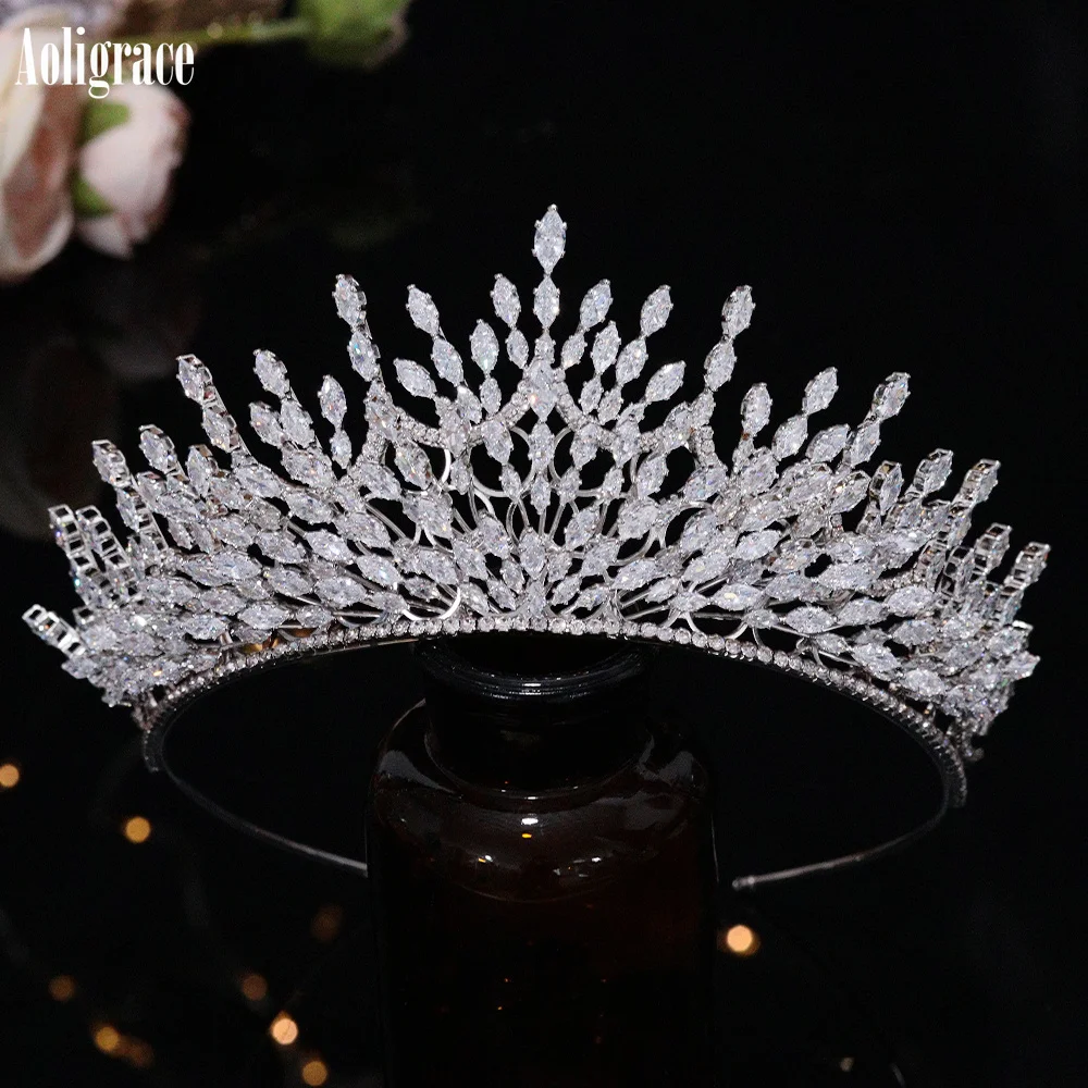

New Zirconia Wedding Bridal Crowns CZ Princess Queen Three-layered Tiaras Birthday Party Girls Headpieces Hair Jewelry