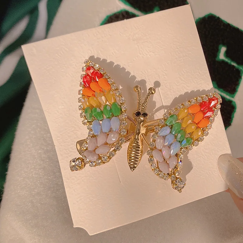 

Super fairy can move the butterfly hair clip duck mouth clip net red with the same temperament water diamond side clip bangs cli
