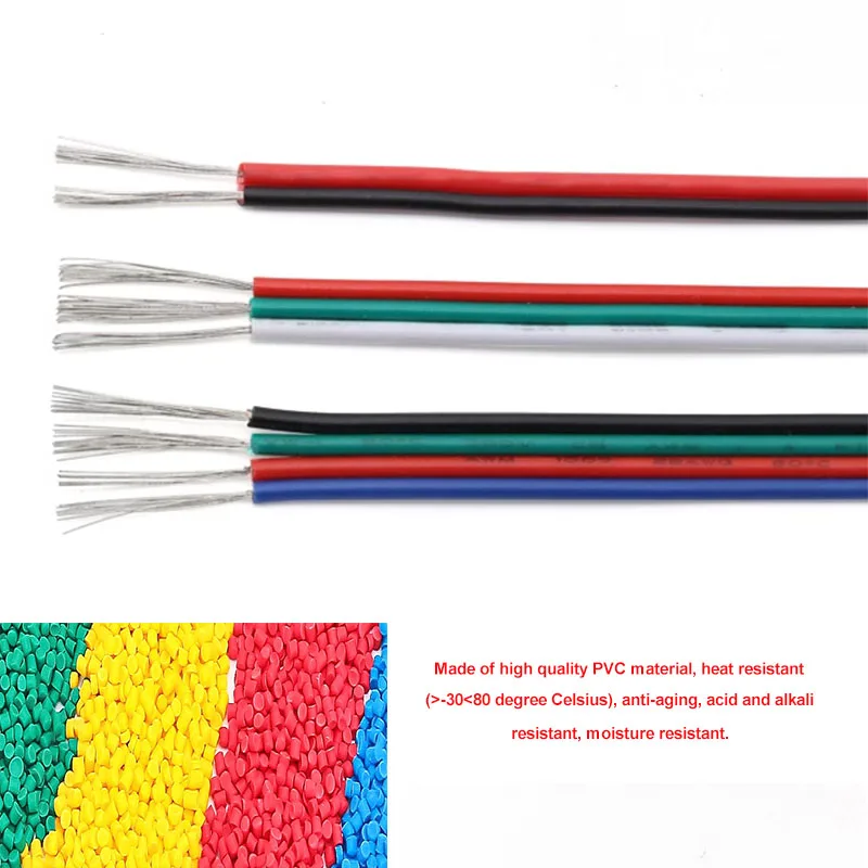 Фото Удлинительный кабель 22AWG 20AWG 2/3/4pin 80 °C 300 В, параллельный шнур питания для RGB светодиодной ленты 3528 5050 с 6 разъемами без пайки №2
