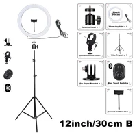 12inch selfie ring light photography led rim lamp mobile holder support 1 9m tripod stand ringlight for live video streaming