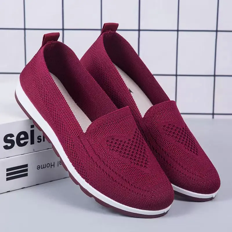 2023 New Summer Women Mesh Breathable Flat Shoes Ladies Comfort Light Casual Sneaker Women Slip on Loafers Outdoor Walking Shoes